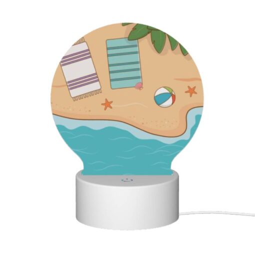 Round Acrylic Night Light, A Beach Scene With A Towel -Acrylic Night Light Shop 60da429dcc6495ac8cf896938cbb3b57fe1fd64c