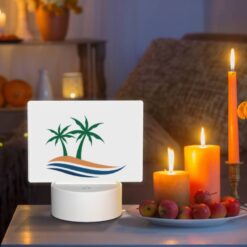 Rectangular Acrylic Night Light, A Logo Of A Palm Tree On A Beach. -Acrylic Night Light Shop 611884300825841d03cceacbea1ebadcdeb1dd06