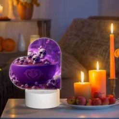 Love Acrylic Night Light, A Bowl Of Skulls And Bones Is Placed On A Table. -Acrylic Night Light Shop 611993965643d859f2ba2a42a31a78c275dc2c7a