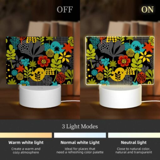 Rectangular Acrylic Night Light, A Colorful Flower Pattern With Yellow -Acrylic Night Light Shop 61722d41dc057a24a7a4e4c588fd52113e8d83ea