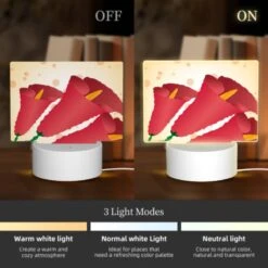 Rectangular Acrylic Night Light, A Red Flower With Green Leaves. -Acrylic Night Light Shop 6180ed0c59bcd711958b806697a36751038faf93