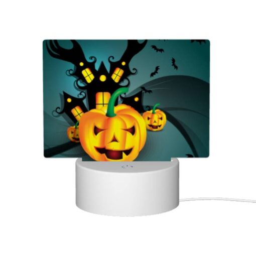 Rectangular Acrylic Night Light, A Pumpkin With A Face On It Is Shown In Front Of A Haunted House. -Acrylic Night Light Shop 61f88b8550b276830a91ae1c65304f54cad4b506