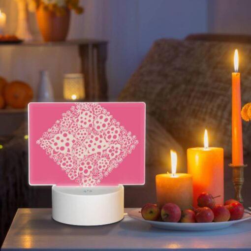 Rectangular Acrylic Night Light, A Pink Square With White Flowers On It. -Acrylic Night Light Shop 6218d4349e8e2caa06f8ff550b323b8b853cb56e