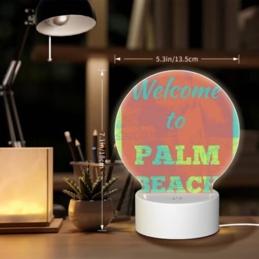 Round Acrylic Night Light, A Colorful Sign Welcoming Visitors To Palm Beach. -Acrylic Night Light Shop 628067f1f7d0ceda21237869dbced6bc398b5b2c
