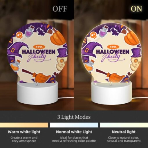 Round Acrylic Night Light, A Colorful Poster Advertising A Halloween Party. -Acrylic Night Light Shop 629a22abde7b11ffc0a1fbba6fa9db8dce4f7d87