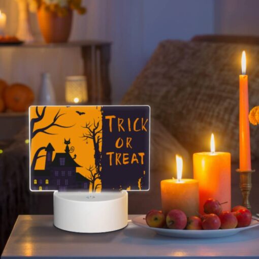 Rectangular Acrylic Night Light, A Halloween Themed Poster With A House And A Tree. -Acrylic Night Light Shop 62d307a1ab5521482b1d2e0ebdb5d22e0d05f36f