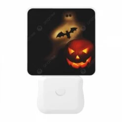 Night Light, A Pumpkin With A Bat And A Ghost Above It. -Acrylic Night Light Shop 63134fdbaefe04f3abff7aee084748768e663105