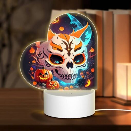 Love Acrylic Night Light, A Skull With A Pumpkin Face And A Cat Face. -Acrylic Night Light Shop 634351a473637b29ed5281c79821ff100a7f71c3