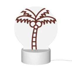 Round Acrylic Night Light, A Brown And White Drawing Of A Palm Tree. -Acrylic Night Light Shop 63b70dc69b2383709beb8106d2278817ca030079