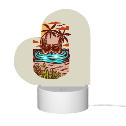 Love Acrylic Night Light, A Cartoon Of A Skull In The Water With A Palm Tree In The Background. -Acrylic Night Light Shop 63be4af0f158106e48eb3230a4d1bc35499322d1
