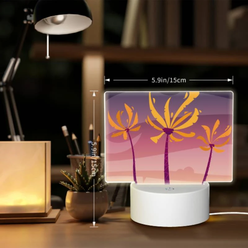 Rectangular Acrylic Night Light, Three palm trees with yellow flowers in the sky. Rectangular Acrylic Night Light, Three Palm Trees With Yellow Flowers In The Sky. -Acrylic Night Light Shop 64069502d866416c2851a80916ee35098e96aded