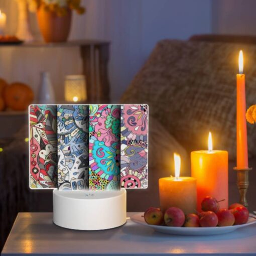 Rectangular Acrylic Night Light, Four Colorful And Artistic Designs Are Displayed Side By Side. -Acrylic Night Light Shop 641c3f5fccbe74c99dedc5660926a534d3a2d3e8