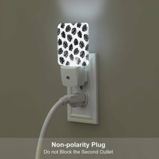 Night Light Set Of 2, A Pattern Of Leaves On A Black And White Background. -Acrylic Night Light Shop 6433d23f96fad72dd15502ff12e08a9fa5d337c9