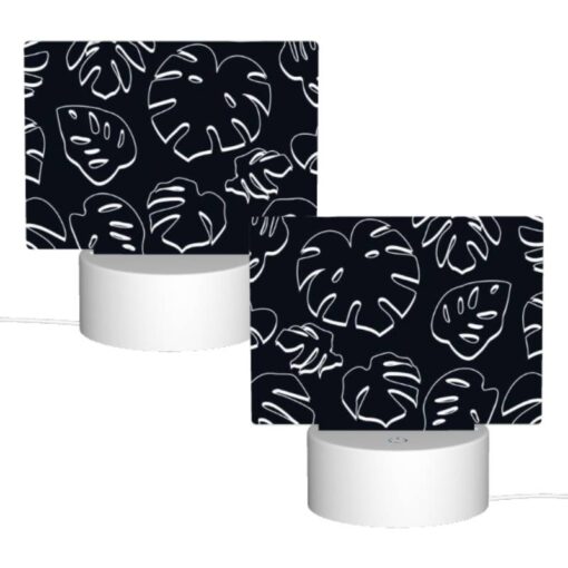 Rectangular Acrylic Night Light, A Pattern Of Leaves On A Black Background. -Acrylic Night Light Shop 643d771204b3ce3373c5cf73c0e581ab1a0b7287