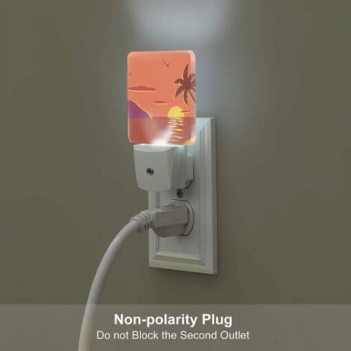 Night Light Set Of 2, A Sunset With A Palm Tree And Birds In The Sky. -Acrylic Night Light Shop 64643daf9652f20a3bd2cd44d35c591ebb69b912