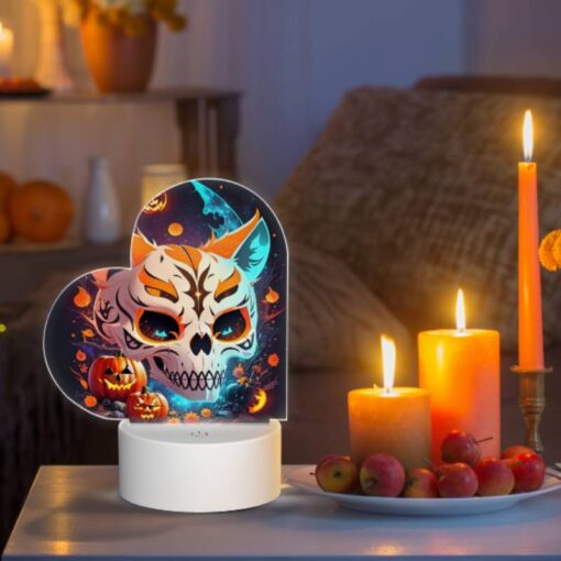 Love Acrylic Night Light, A Skull With A Pumpkin Face And A Cat Face. -Acrylic Night Light Shop 6475551ae2df0e25850c542e04f5841ebe6ce9cf