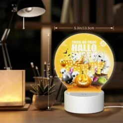 Round Acrylic Night Light, A Poster Advertising A Halloween Party. -Acrylic Night Light Shop 647b5841048cac9ceb44c25a32526fda25a33ffd