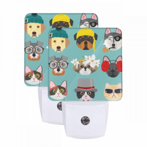 Night Light Set Of 2, A Collection Of Different Dog And Cat Faces. -Acrylic Night Light Shop 649c92c0b45200d6fab66b16f9c679ad3fa70f6e