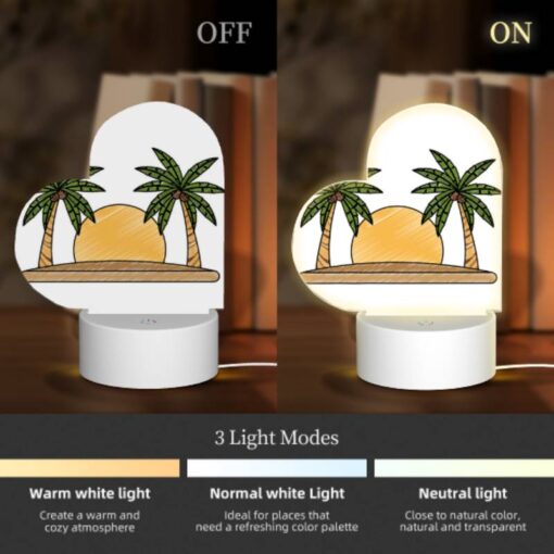 Love Acrylic Night Light, A Drawing Of A Sun With Two Palm Trees On Either Side. -Acrylic Night Light Shop 64d411788e27e70cc2bcb2919d2c87ce4c0ce0d1