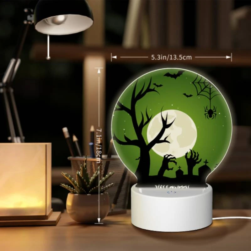 Round Acrylic Night Light, A spooky Halloween scene with a full moon and bats. Round Acrylic Night Light, A Spooky Halloween Scene With A Full Moon And Bats. -Acrylic Night Light Shop 64d882ec0faa16b4efc434f41ec8b0ae11edaa6b