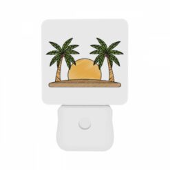 Night Light Set Of 2, A Drawing Of A Sun With Two Palm Trees On Either Side. -Acrylic Night Light Shop 6519a303a3f15d643f7db872f032ed397a662b2b