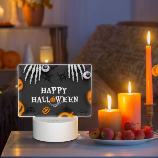 Rectangular Acrylic Night Light, A Halloween Poster With A Spider Web And Skeletons. -Acrylic Night Light Shop 652d90d9acb5226f366ff69facc9bbd775322cf5