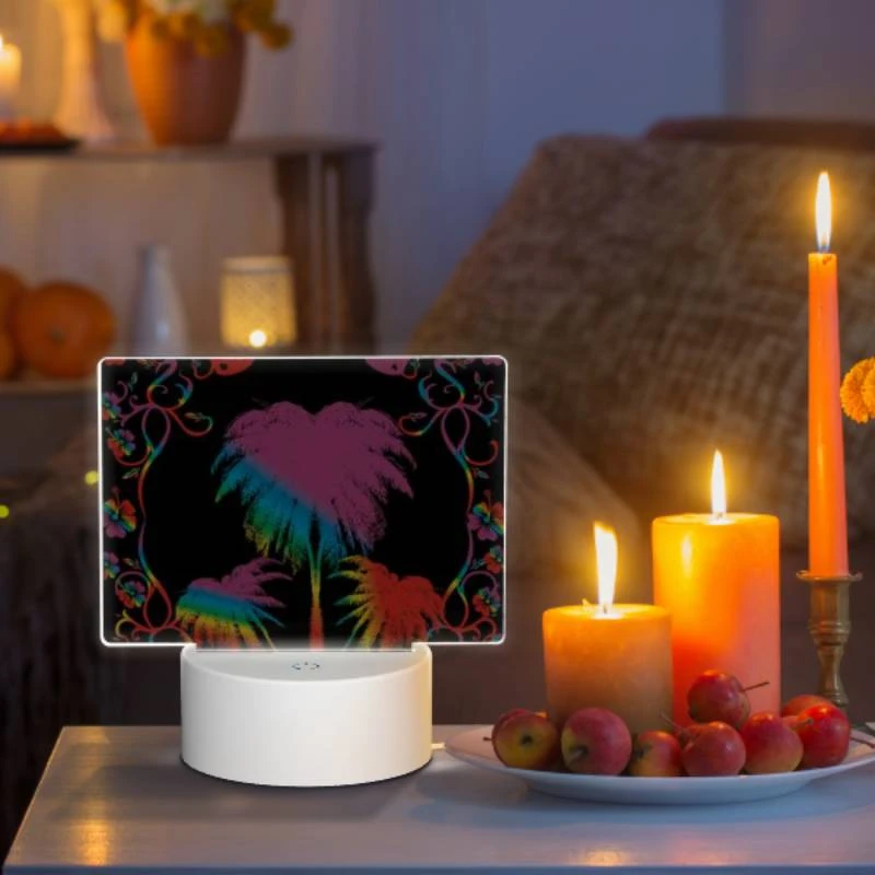 Rectangular Acrylic Night Light, A colorful image of a palm tree with a rainbow background. Rectangular Acrylic Night Light, A Colorful Image Of A Palm Tree With A Rainbow Background. -Acrylic Night Light Shop 654c665f546d637305cf8bf1af30eed86f8510a8