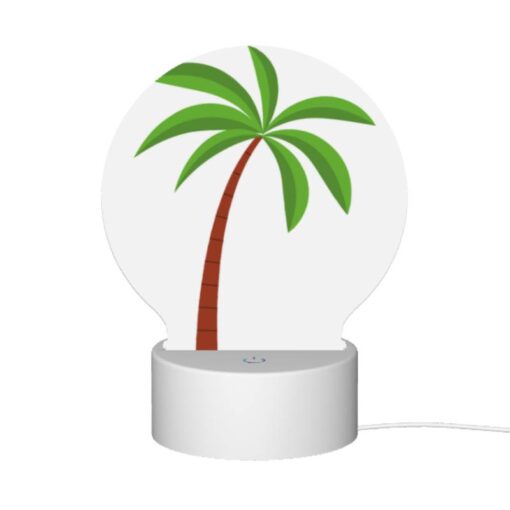 Round Acrylic Night Light, A Green And Brown Palm Tree. -Acrylic Night Light Shop 6551004f68bee743550568e54719f99167bb7ac9