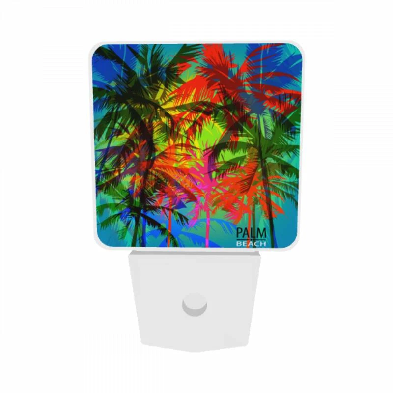 Night Light Set of 2, A colorful image of palm trees with a logo that reads "Palm Beach." Night Light Set Of 2, A Colorful Image Of Palm Trees With A Logo That Reads "Palm Beach." -Acrylic Night Light Shop 65acb0a41b76967551da4fed0262a8c21bbfa0a3