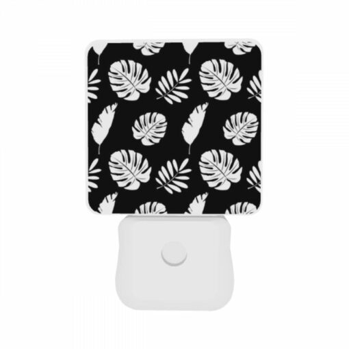 Night Light Set Of 2, A Pattern Of Leaves On A Black Background. -Acrylic Night Light Shop 65ae5a6a8495aa8cab951e42800e7e9b923bcdb5