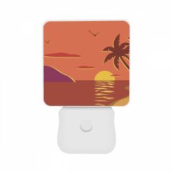 Night Light Set Of 2, A Sunset With A Palm Tree And Birds In The Sky. -Acrylic Night Light Shop 66b9718ab422c7f09da7e921e51b6eaa5f4f09b6