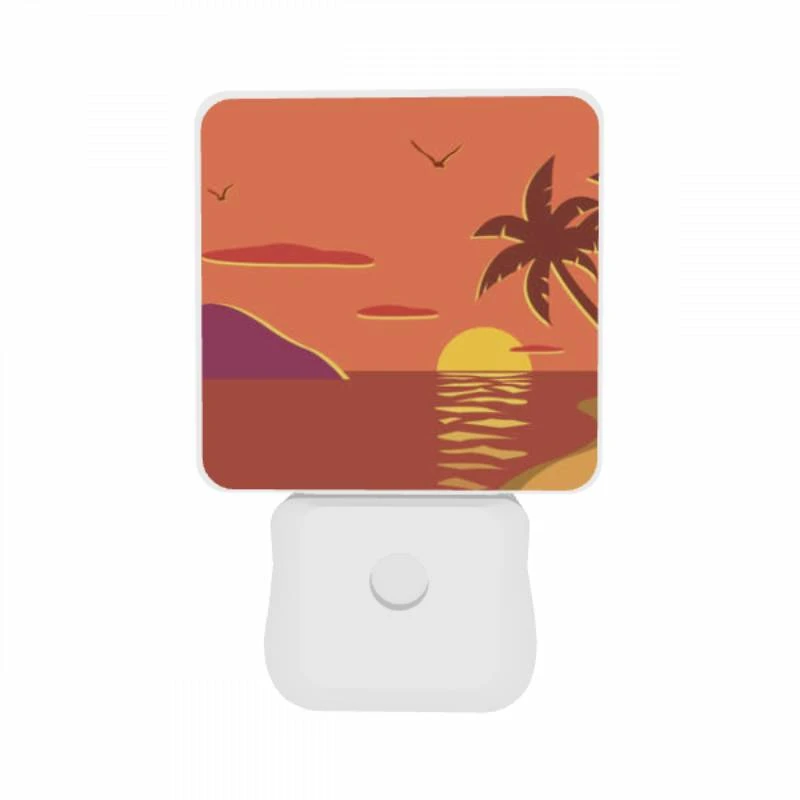 Night Light Set of 2, A sunset with a palm tree and birds in the sky. Night Light Set Of 2, A Sunset With A Palm Tree And Birds In The Sky. -Acrylic Night Light Shop 66b9718ab422c7f09da7e921e51b6eaa5f4f09b6