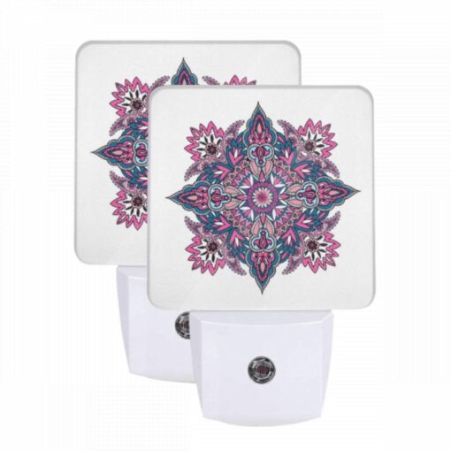Night Light Set Of 2, A Colorful And Intricate Design Is Displayed On A White Background. -Acrylic Night Light Shop 67230efd576d3b9e85e97f956c79067254806aa3