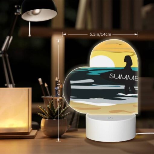 Love Acrylic Night Light, A Woman Is Walking On The Beach With A Surfboard. -Acrylic Night Light Shop 67273d5d64147253cb7feba699eb3bc062132e77