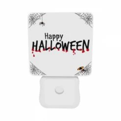 Night Light Set Of 2, A Spider Web With The Words "Happy Halloween" Written In Red. -Acrylic Night Light Shop 6756797df0e0e291fe0b9e44a0fea08a2ad9bb59