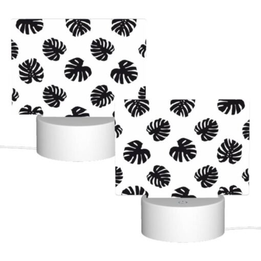 Rectangular Acrylic Night Light, A Pattern Of Black And White Flowers. -Acrylic Night Light Shop 6789a8149aa2b6129a6b33fb534121cb422c977d