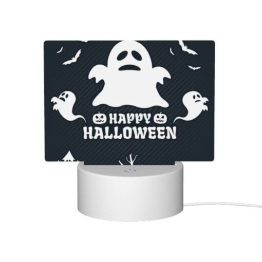 Rectangular Acrylic Night Light, A Ghost Is Shown With The Words "Happy Halloween" Written Below It. -Acrylic Night Light Shop 67a0f5c6f74814e02518a05a74c29b0bde5b476a