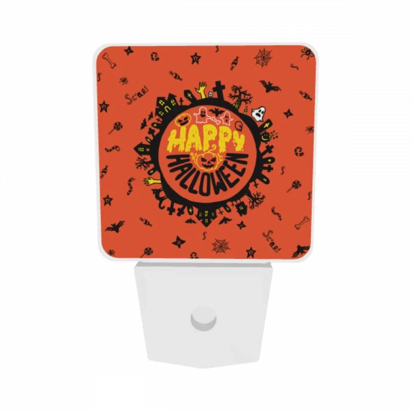 Night Light Set of 2, A round orange sign with a happy halloween message. Night Light Set Of 2, A Round Orange Sign With A Happy Halloween Message. -Acrylic Night Light Shop 67f73c60e9f4459b0b343d5b77cc2a501534b5b2