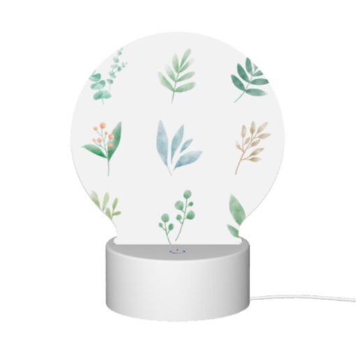 Round Acrylic Night Light, Six Different Types Of Plants Are Shown In A Row. -Acrylic Night Light Shop 680ee588b5cd7371f88998c64b661234e5b6a346