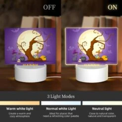 Rectangular Acrylic Night Light, A Tree With Halloween Decorations And A Banner That Says "Happy Halloween." -Acrylic Night Light Shop 6838a58a842d6b7a0bb9c549d975a9d70f6285ef