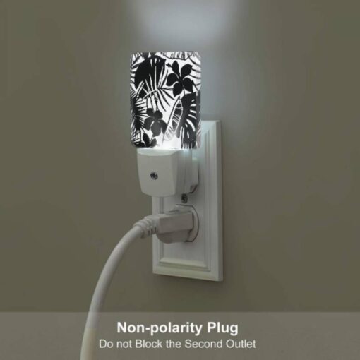 Night Light Set Of 2, A Black And White Image Of A Leafy Plant With A Face Drawn On It. -Acrylic Night Light Shop 686621cf7f30fde47b2913f773fd85e80a430457