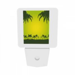 Night Light Set Of 2, A Green And Yellow Sunset With Palm Trees In The Background. -Acrylic Night Light Shop 6898b9c14899a934742cf136f58c0b64f3f05dbd