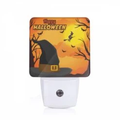 Night Light, A Witch's Hat With A Broomstick Flying Through The Air.