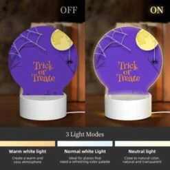 Round Acrylic Night Light, A Spooky Halloween Scene With A Spider Hanging From A Tree And A Full Moon In The Background. -Acrylic Night Light Shop 697aa4df21606d8938233525d697b85e3344a727