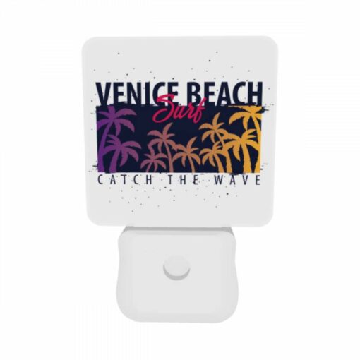 Night Light Set Of 2, A Surfboard With A Picture Of A Beach And The Words "Catch The Wave" On It. -Acrylic Night Light Shop 69a028e2b6a76f12c35bf1a2be43bc49a7e634d6