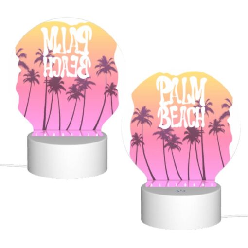 Round Acrylic Night Light, A Colorful Poster Of A Beach In California. -Acrylic Night Light Shop 69f5a34a0d39f04a580689e9e66cfcc973d3210b
