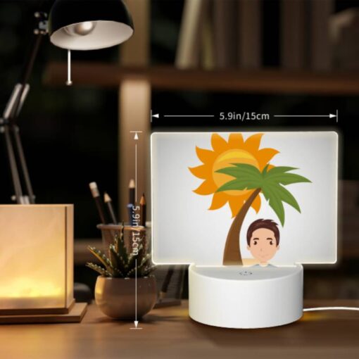 Rectangular Acrylic Night Light, A Man Is Smiling Under A Palm Tree. -Acrylic Night Light Shop 6a918e7c72d4faf831a5833bd6ce9754892975ac