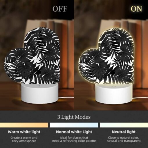 Love Acrylic Night Light, A Pattern Of Leaves On A Black And White Background. -Acrylic Night Light Shop 6b1f5e387d841cc6faa32210617be04830276576