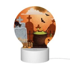 Round Acrylic Night Light, A Halloween Poster With A Cat -Acrylic Night Light Shop 6b69a0773bf8a3e9b05effb9e895d518281aa28a