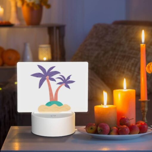 Rectangular Acrylic Night Light, A Cartoon Drawing Of A Palm Tree On A Sandy Beach. -Acrylic Night Light Shop 6c105fe2eebc311391926ee3f0b6e435163f889b